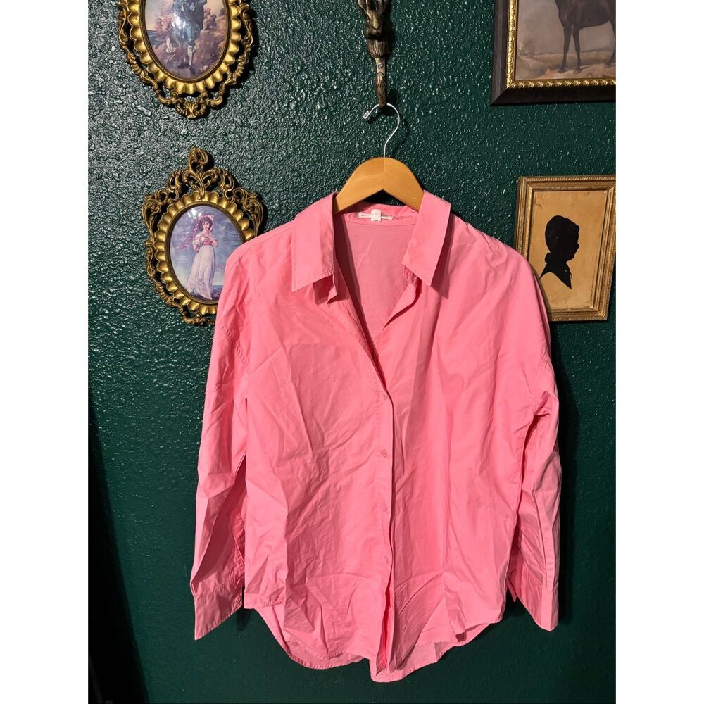 Grey Lab Pink Button Down Collared Blouse Sz Medium